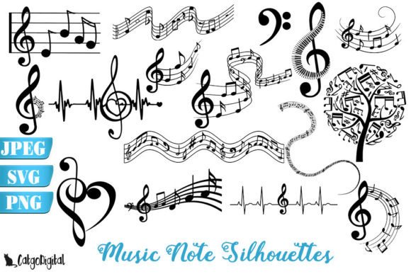Download Music Note Silhouettes SVG Sublimation - Premium Resources