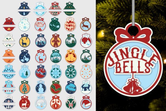 Download Layered Christmas Baubles | 40 SVGs - Layered christmas baubles Collection