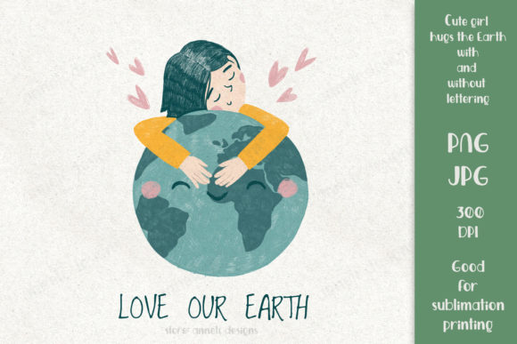 Download Cute Girl Hugs the Earth Planet. for Sub - Sub Collection